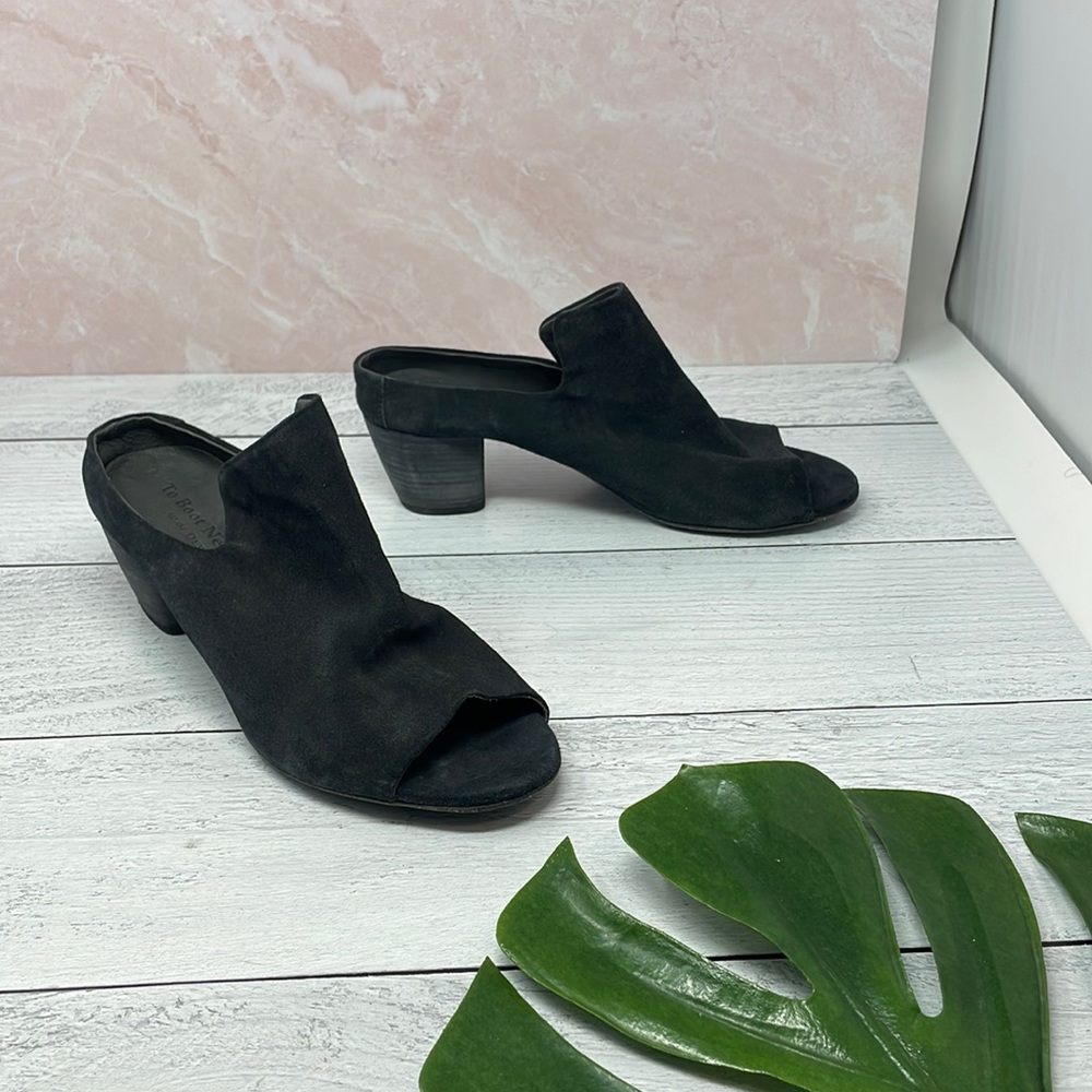 To Boot New York Heeled Slip On Suede Shoes in Black 10 S47